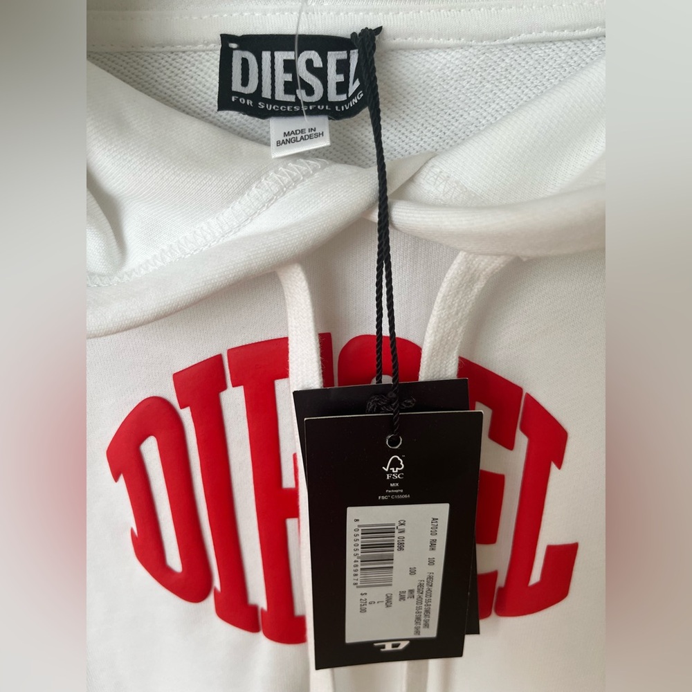 $275 RARE! NWT S/M DIESEL UNISEX Hoodie sweatshirt Sz L (fit S/M) PtP 21”